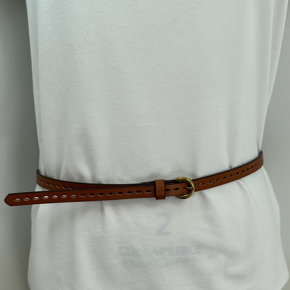 Dark Tan Women’s Skinny Belt - Picture 4 of 5